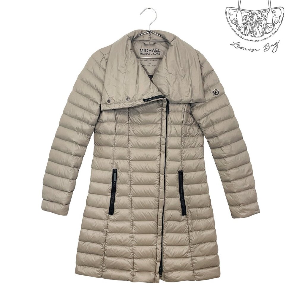 Michael Kors / Packable Down Puffer Coat / Size XS / Color Taupe Brown Gray - Picture 3 of 5